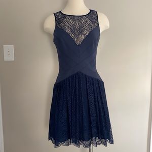 BCBGMAXAZRIA Bandage And Lace A-Line Dress